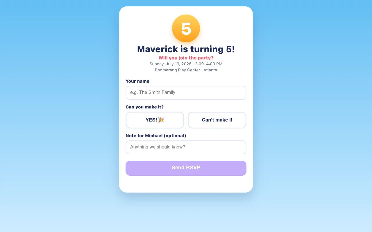 Maverick RSVP — screenshot