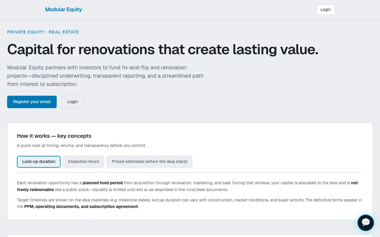Modular Equity — screenshot
