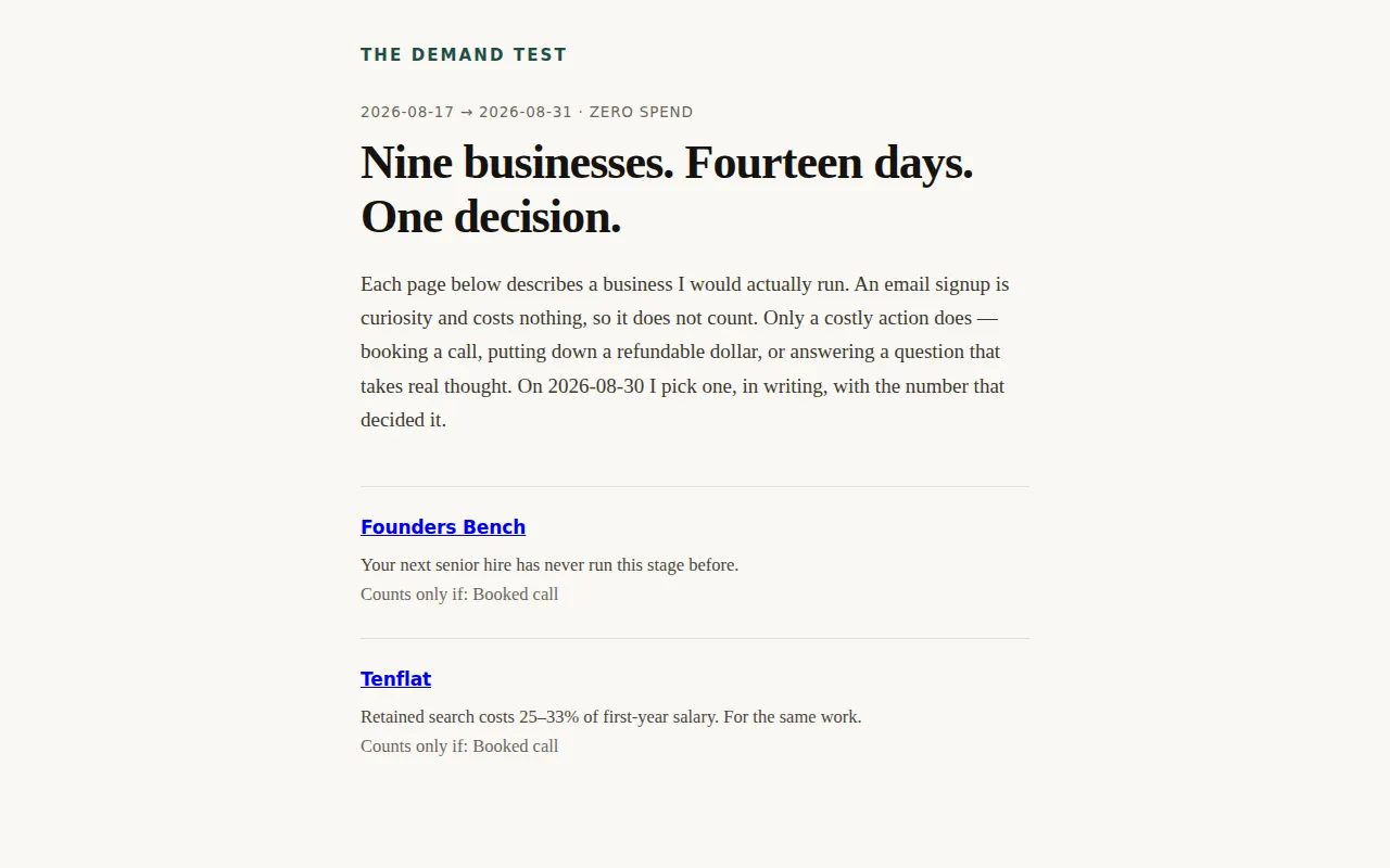 The Demand Test — screenshot
